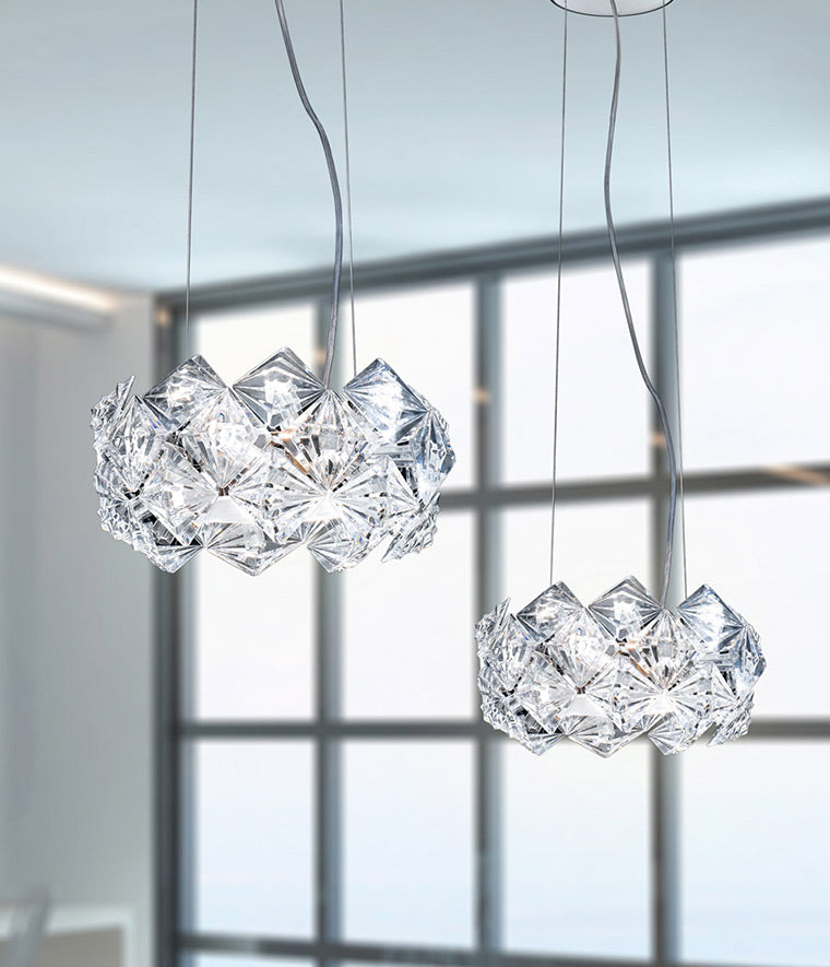 Clear plexiglass chandelier