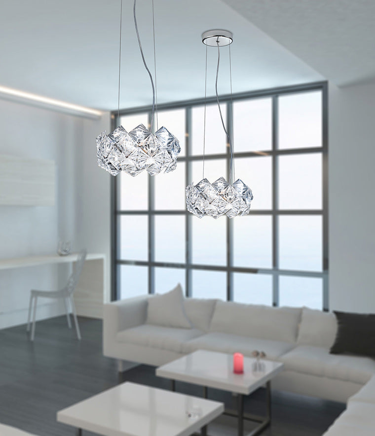 Clear plexiglass chandelier