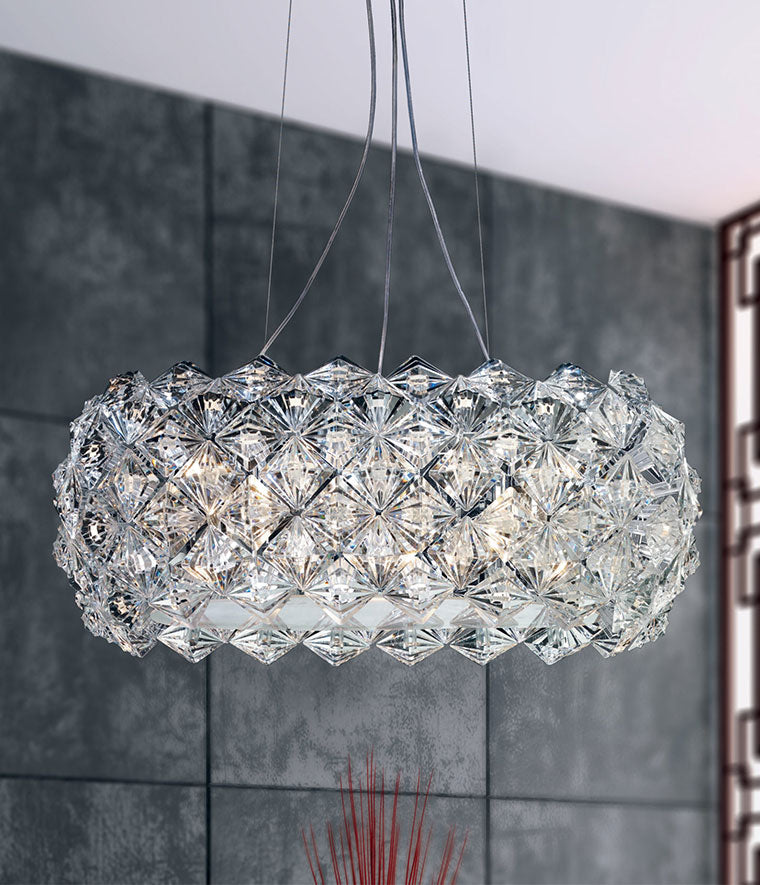 Clear plexiglass chandelier in oval shape