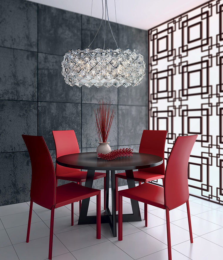 Clear plexiglass chandelier in oval shape