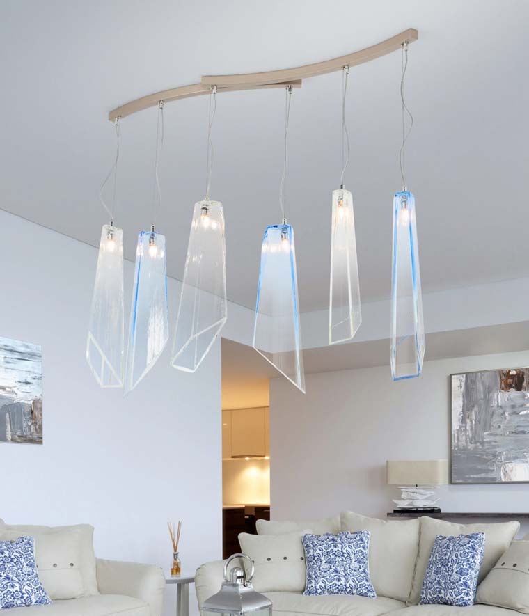Chandelier with wires and Murano glass diffusers