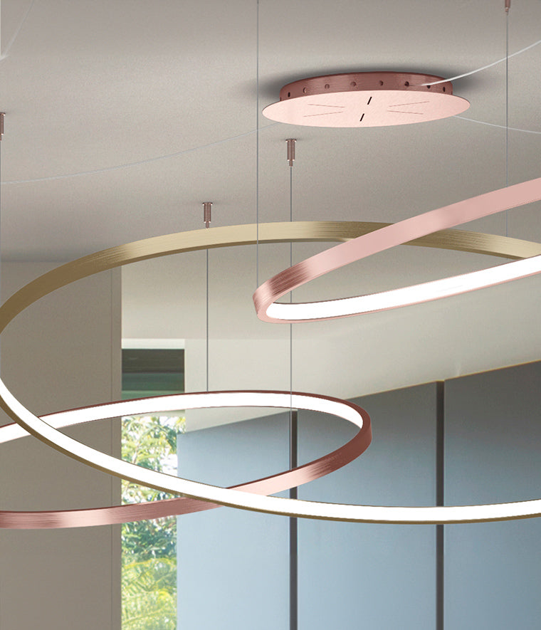 sospensione moderna anello luce dettaglio collezione illusion cod 903 patrizia volpato