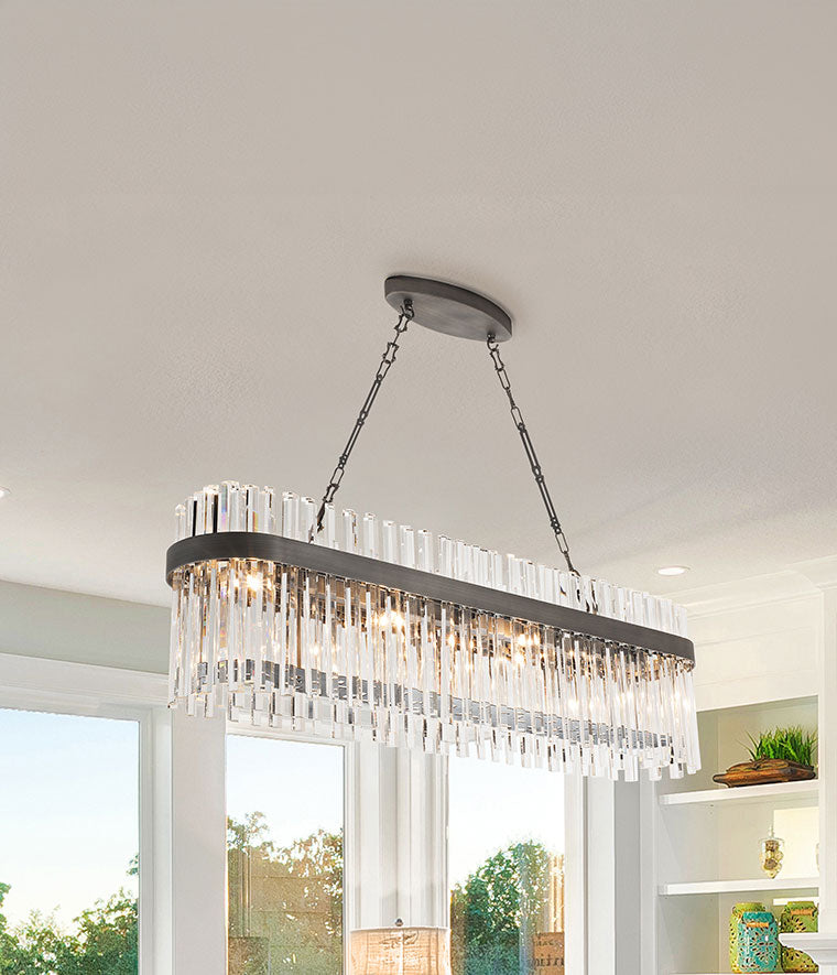 dettaglio lampadario rettangolare design cristallo pregio collezione riflessi cod 7210-S patrizia volpato