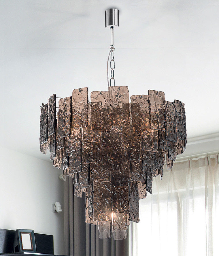 dettaglio lampadario vetro murano martellato collezione glace cod 4115-S patrizia volpato