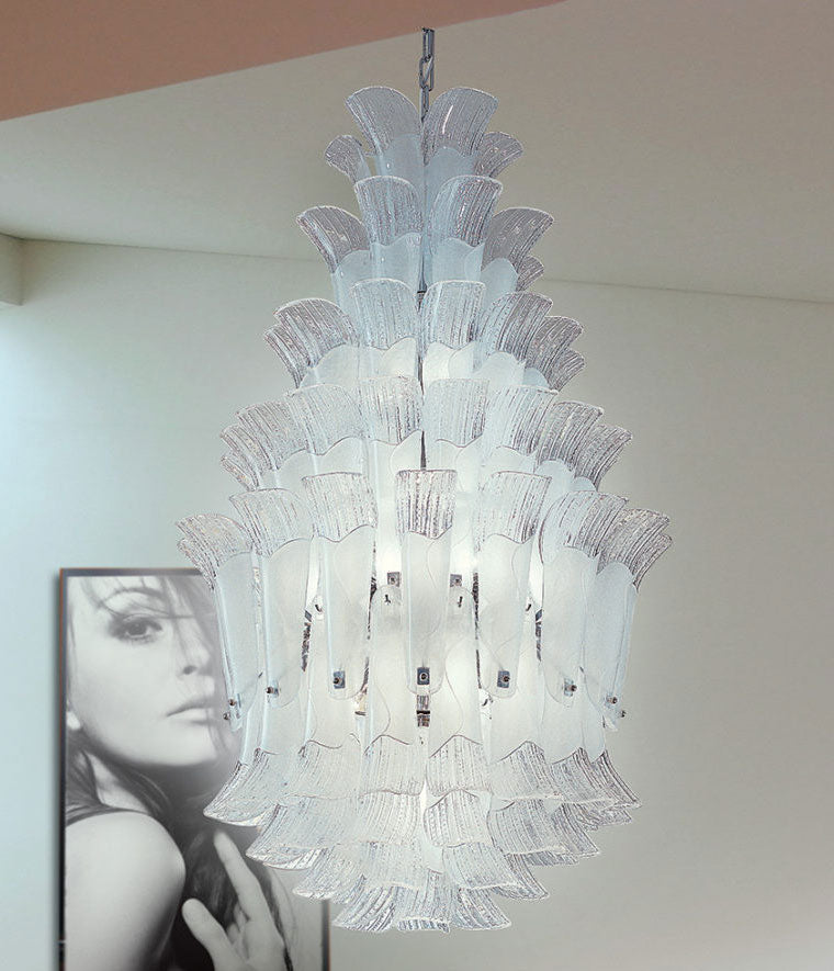 lampadario bianco vetro murano collezione petali cod 9008 patrizia volpato