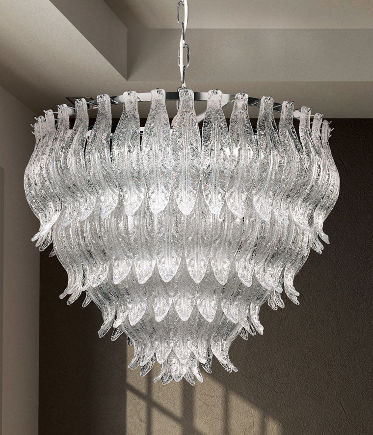 lampadario con foglie vetro murano collezione petali cod 8002 patrizia volpato